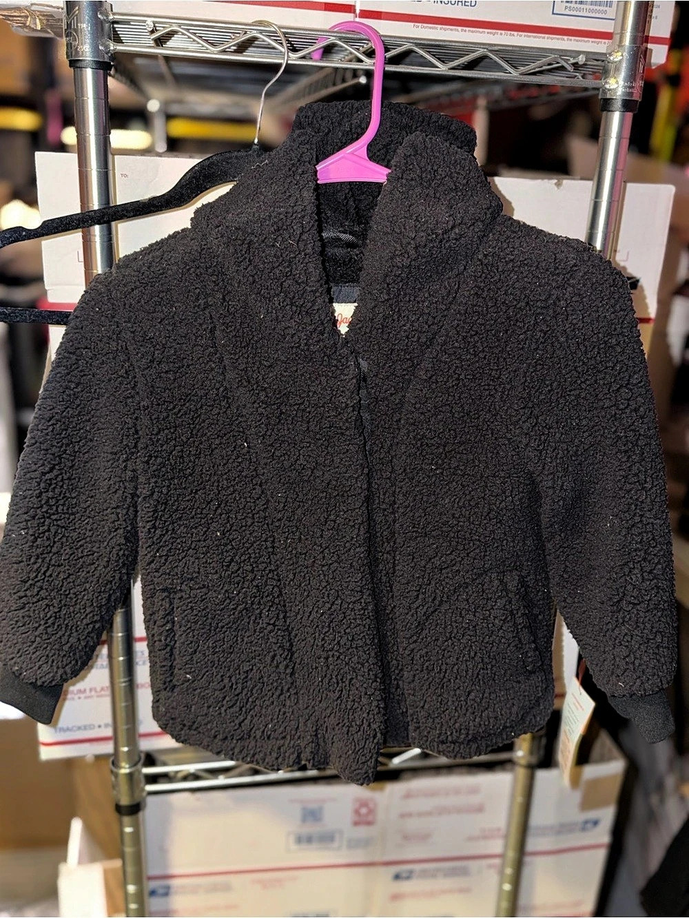 Cat & Jack Sherpa Fleece Bomber Jacket Girls XS Black